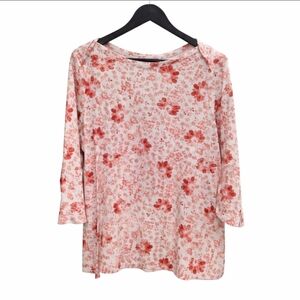 Style & Co Pink Floral Pullover Plus Sz Cotton Top Sz 2X